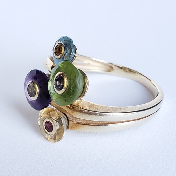 SOLD Unique 14k Gemstone Spinning Circle Ring - Picture 3 of 7